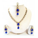 Apsara Plush Royal Blue Necklace Set With Maang Tika