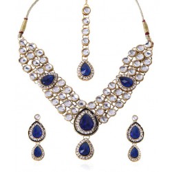 Shinning Diva Three Kundan Stringed Necklace & Set with Maangtika