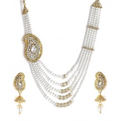 Shinning Diva Paisley Haar Style Pearl Necklace Set