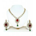 Apsara Plush Red Green Festive Necklace Set