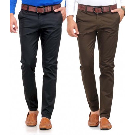 Phoenix Pack Of 2 Black-Brown Chinos