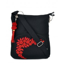 Pick Pocket Black & Red Cross Body Sling Bag