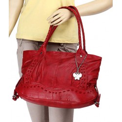 Butterflies BNS0237 Red Self Stitch Design Shoulder Bag