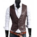 Raadhya Creations Dark Brown Faux Leather Waistcoat