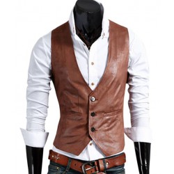 Raadhya Creations Light Brown Faux Leather Waistcoat